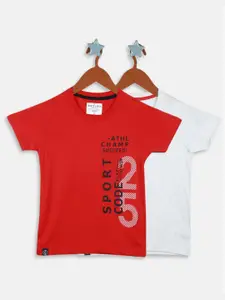 Monte Carlo Boys Pack Of 2 Typography Printed Boys Pure Cotton T-shirt