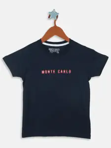 Monte Carlo Boys Typography Printed Pure Cotton T-shirt