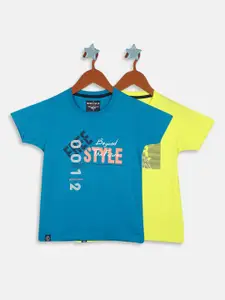 Monte Carlo Boys Pack Of 2 Typography Printed Pure Cotton T-Shirt