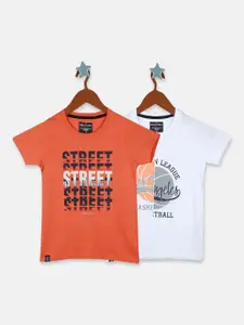Monte Carlo Boys Pack Of 2 Typography Printed Pure Cotton T-shirt