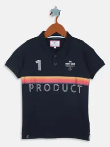 Monte Carlo Boys Typography Polo Collar Pure Cotton T-shirt