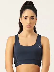 Kotty Women Navy Blue Removable Padded Underwired Dry Fit All Day Comfort Sports Bra