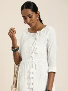 Taavi Woven Legacy Self-Design Pure Cotton Angrakha Kurta