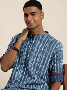 Taavi Indigo Hand Block Striped Kurta
