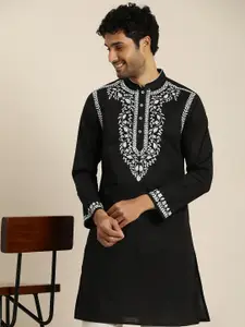 Taavi Pure Cotton Floral Embroidered Ethnic Woven Festive Kurta