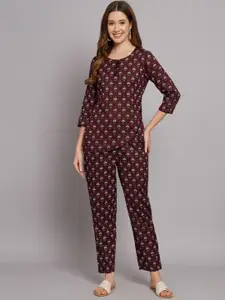 Vastralay Women Printed Pure-Cotton Top & Trousers