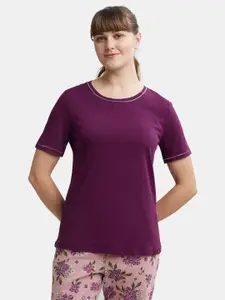 Jockey Micro Modal Cotton Relaxed Fit Round Neck T-Shirt with Metallic Threaded Neck