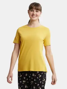 Jockey Micro Modal Cotton Relaxed Fit Round Neck T-Shirt with Metallic Threaded Nec