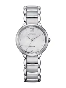 Citizen Women Embellished Dial & Stainless Steel Bracelet Style Straps Analogue Watch EM0920-86D