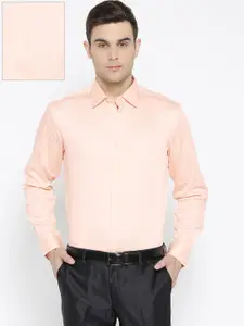 Blackberrys Men Peach-Coloured Slim Fit Solid Formal Shirt