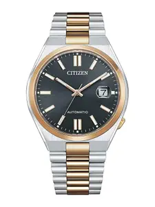 Citizen Men Patterned Dial & Stainless Steel Bracelet Style Straps Analogue Light Powered Watch NJ0154-80H