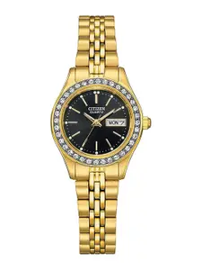Citizen Women Embellished Dial & Stainless Steel Bracelet Style Straps Analogue Watch EQ0532-55E
