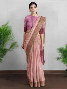 Kalamandir Kalamandir Ethnic Motif Silk Blend Zari Saree With Blouse Piece