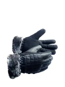 Alexvyan Set Of 2 Patterned Leather Winter Hand Gloves