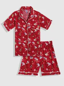 YK Girls Floral Printed Night suit