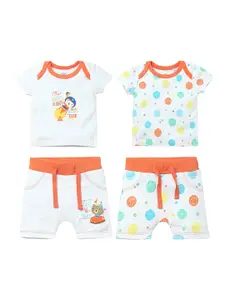 JusCubs Infants Boys Pack Of 2 Printed Pure Cotton Top With Shorts