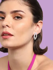 SOHI Silver-Plated Stone-Studded Studs Earrings