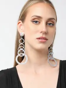 SOHI Silver-Plated Circular Drop Earrings