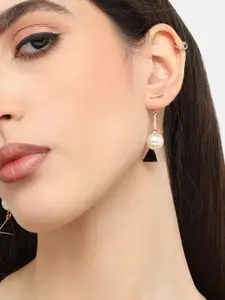 SOHI Gold-Plated Contemporary Drop Earrings