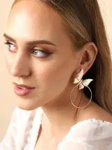 SOHI Gold-Plated Contemporary Drop Earrings