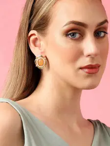 SOHI Gold-Plated Beaded Studs Earrings