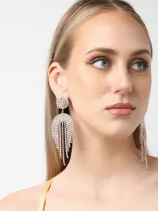 SOHI Silver-Plated Contemporary Tasselled Drop Earrings