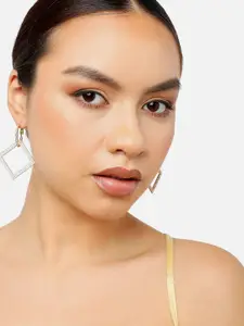 SOHI Gold-Plated Contemporary Drop Earrings