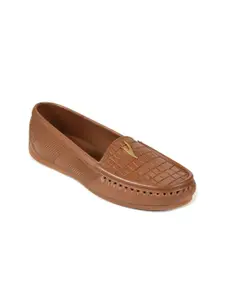 Ajanta Women Textured Embellished Lightweight Comfort Insole Penny Loafers