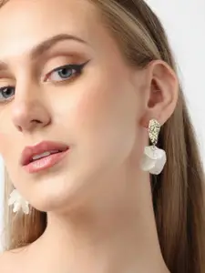 SOHI Gold Plated Contemporary Drop Earrings