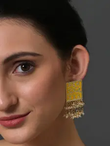 SOHI Gold-Plated Contemporary Meenakari Drop Earrings