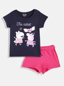 Eteenz Girls Peppa Pig Print Premium Cotton T-shirt & Shorts