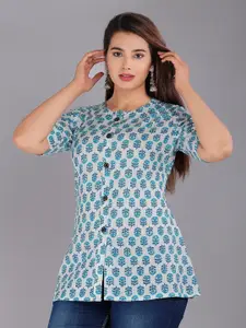 ROOPWATI FASHION Ethnic Motifs Printed Pure Cotton Shirt Style Top