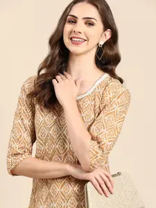 SHOWOFF Ethnic Motifs Printed Thread Work Kurta