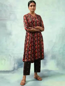 W The Folksong Collection Ethnic Motifs Printed V-Neck Neck Kurta
