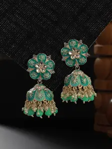 Jazz and Sizzle Gold-Plated Stone Studded Dome Shaped Jhumkas