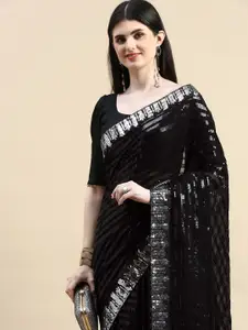 HERE&NOW Embellished Sequinned Pure Georgette Saree