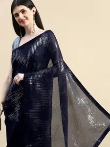 HERE&NOW Embellished Sequinned Pure Georgette Saree