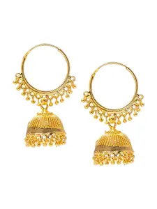 Shining Jewel - By Shivansh Gold-Plated Classic Jhumka Earrings