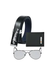 Kastner Men Leather Belt, Wallet And sunglasses Accessory Gift Set