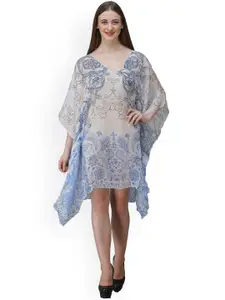 Rajoria Instyle Abstract Printed V-Neck Kaftan Style Coverup Dress