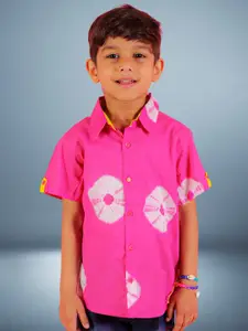 LIL DRAMA Boys Standard Fit Tie And Dyed Opaque Casual Shirt