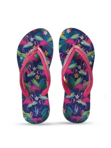 Ajanta Women Printed Thong Flip-Flops With Glittery Detail