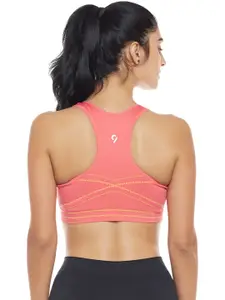 C9 AIRWEAR Women Pink Printed Non-Wired Lightly Padded Racerback Sports Bra PZ2223_PINK