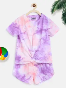Lil Tomatoes Girls Tie And Dye Printed Night Suit