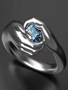 UNIVERSITY TRENDZ Silver-Plated Crystal-Studded Finger Ring