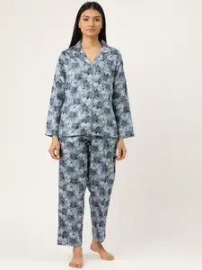 Hancock Floral Printed Pure Cotton Night Suit