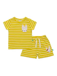 JusCubs Infants Boys Striped Pure Cotton T-shirt with Shorts