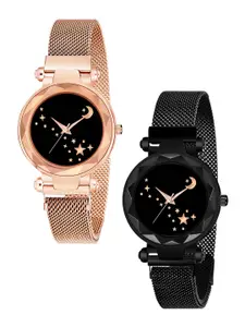 CERO Women Pack Of 2 Analogue Watches C-Com2-Moon-Black-Gold