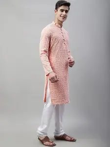 Jompers Floral Embroidered Pure Cotton Kurta with Pyjamas