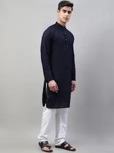 Jompers Floral Embroidered Regular Chikankari Pure Cotton Kurta With Churidar